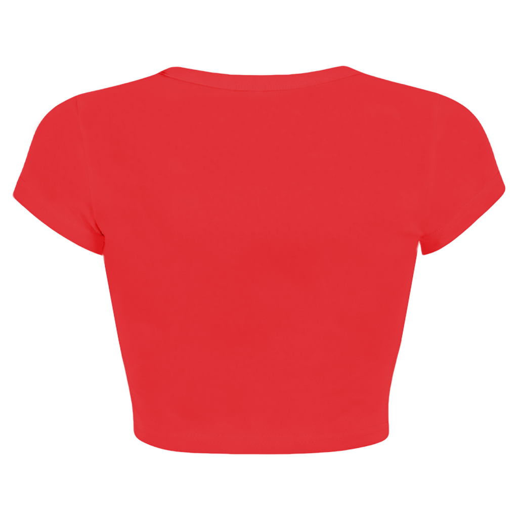 Juicy Cherry Glitter Red Crop Tee ¨C Retro Fruit Print Y2K Slim Fit Top
