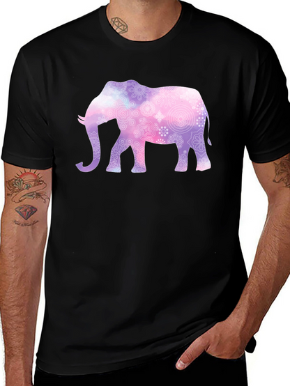 Elephant Mandala Graphic Tee - Mens Black T-Shirt
