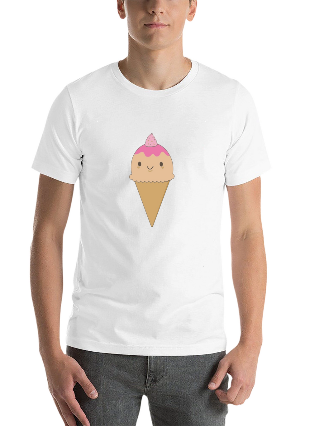 Cute Ice Cream Cone Graphic T-Shirt - Black
