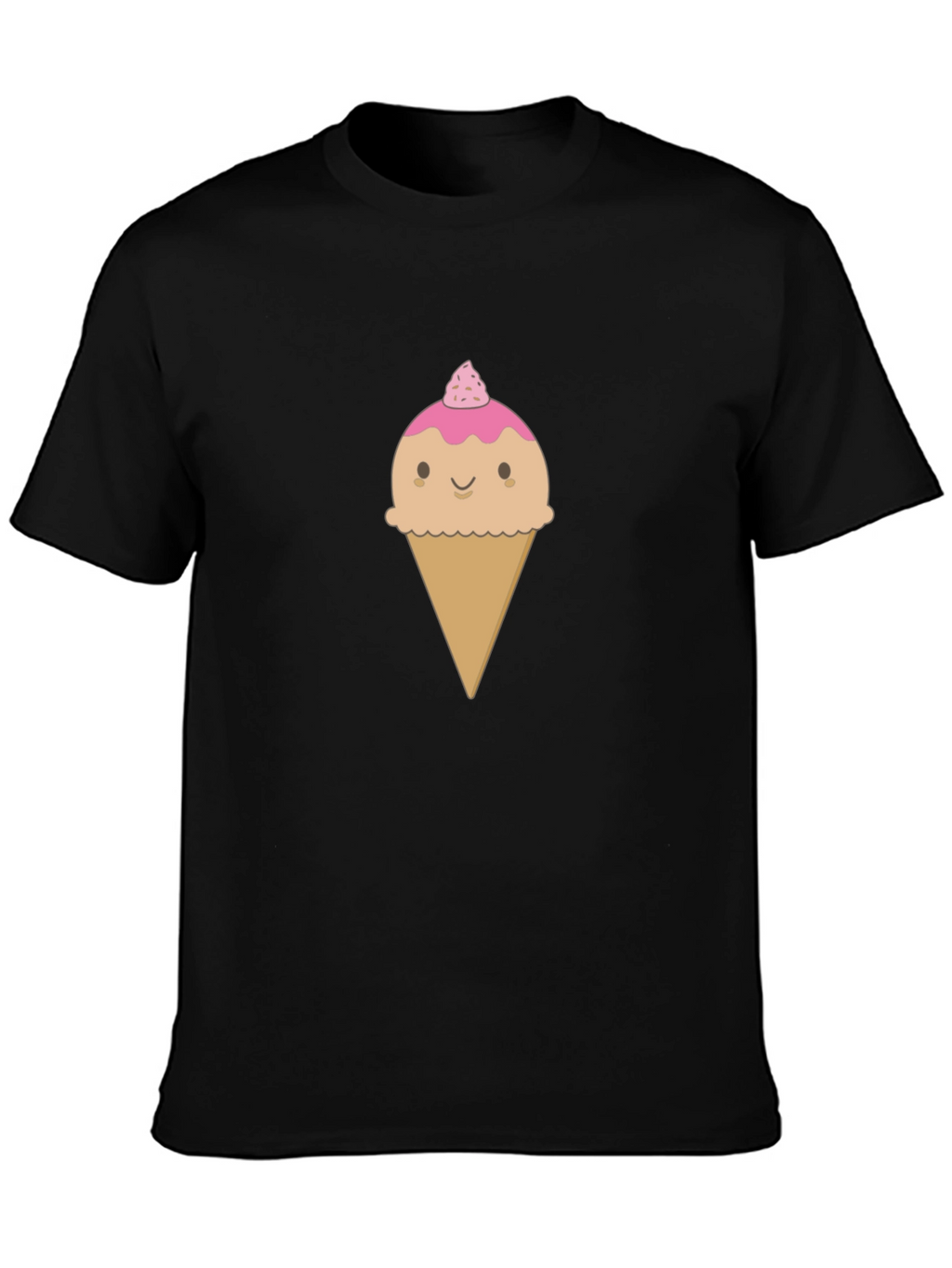 Cute Ice Cream Cone Graphic T-Shirt - Black