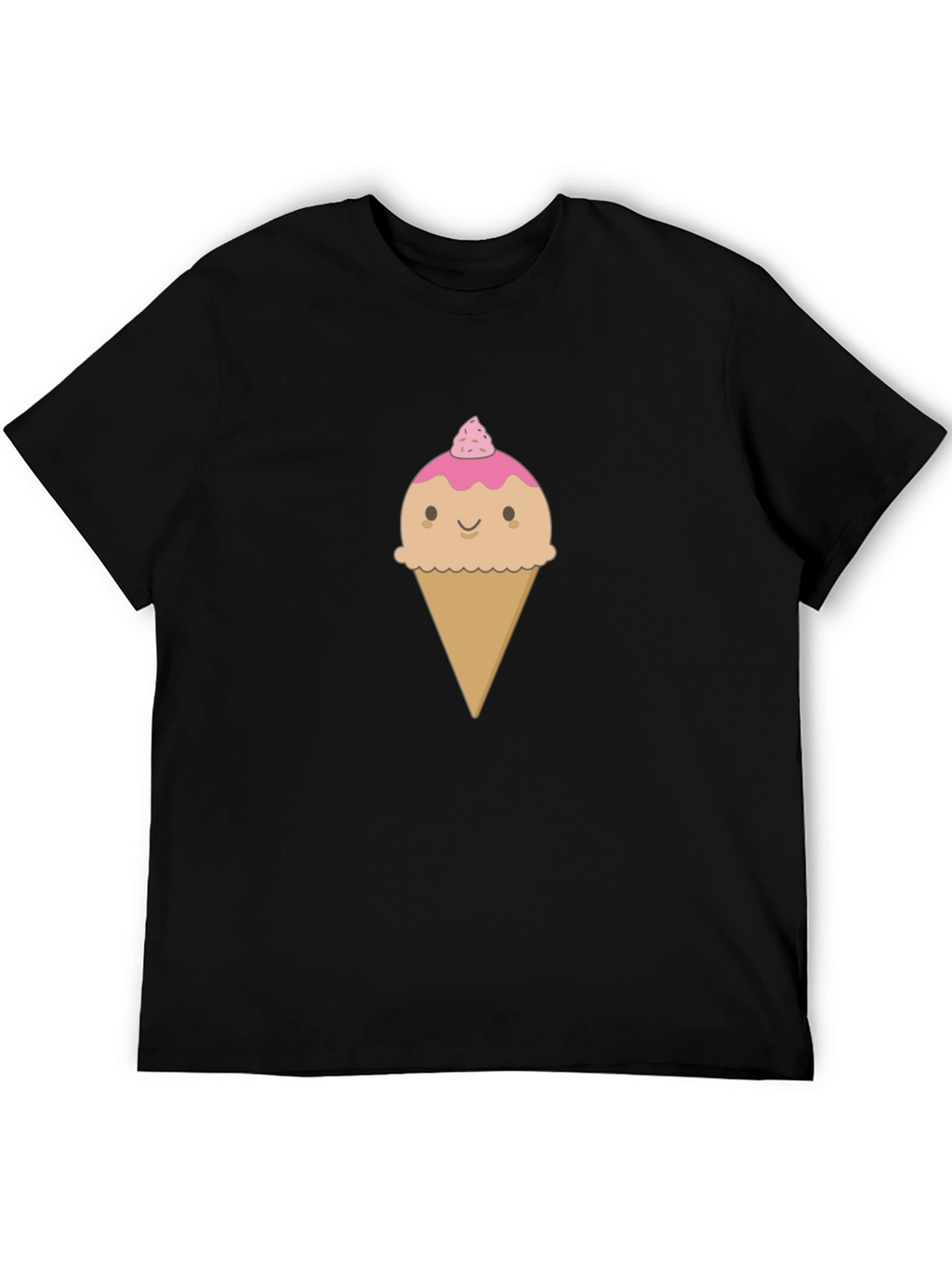 Cute Ice Cream Cone Graphic T-Shirt - Black