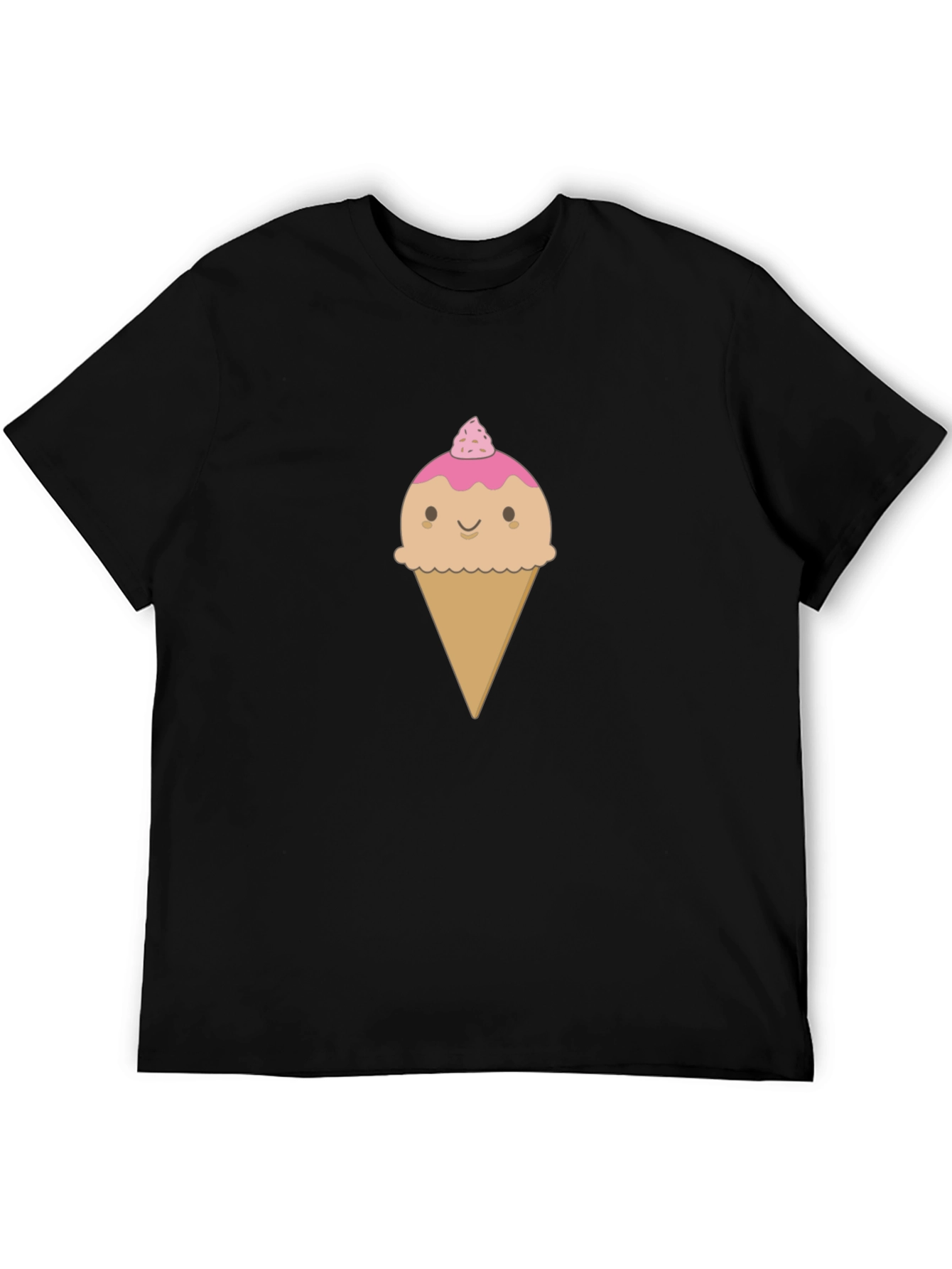 Cute Ice Cream Cone Graphic T-Shirt - Black