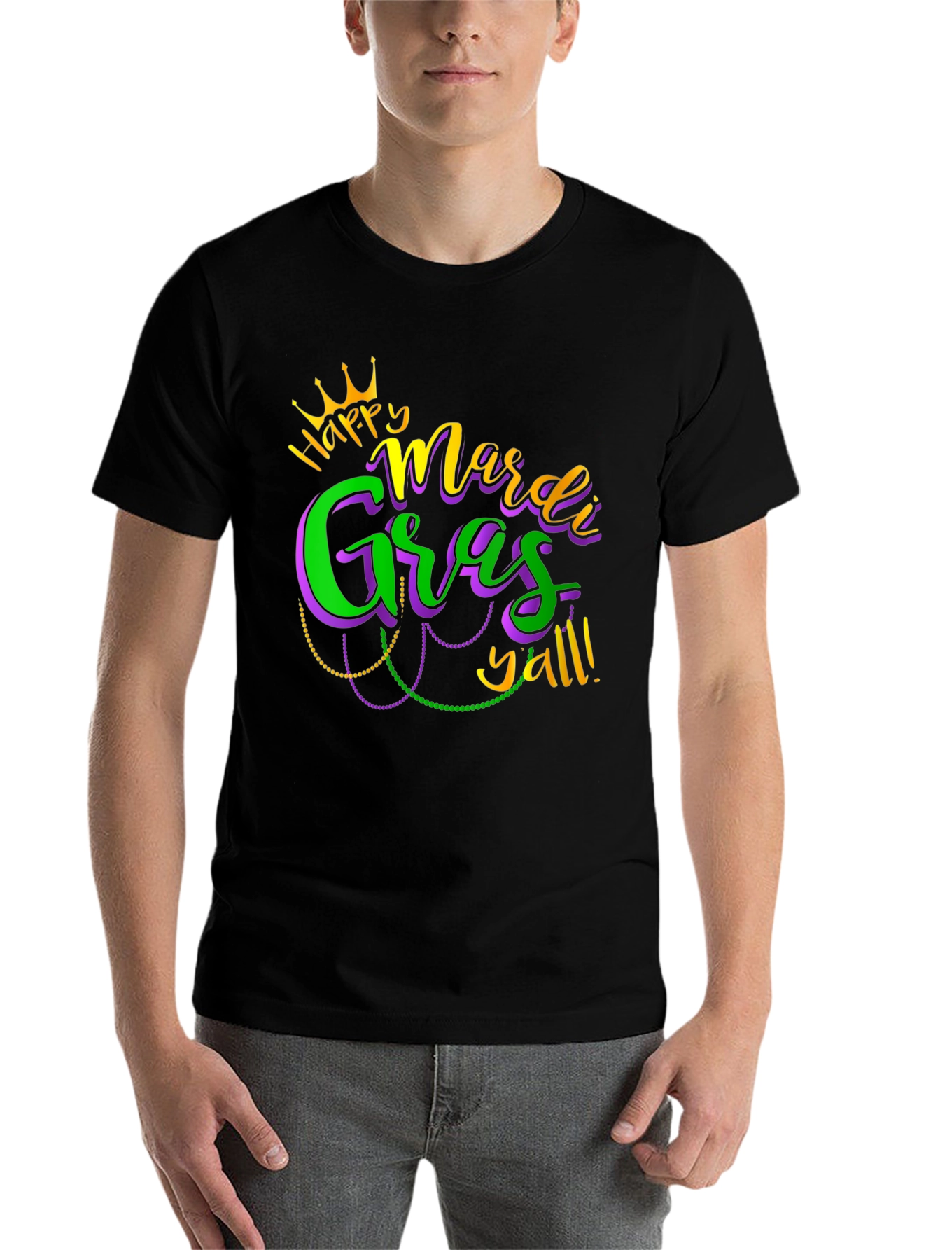 Mardi Gras Yall Graphic Tee - Black
