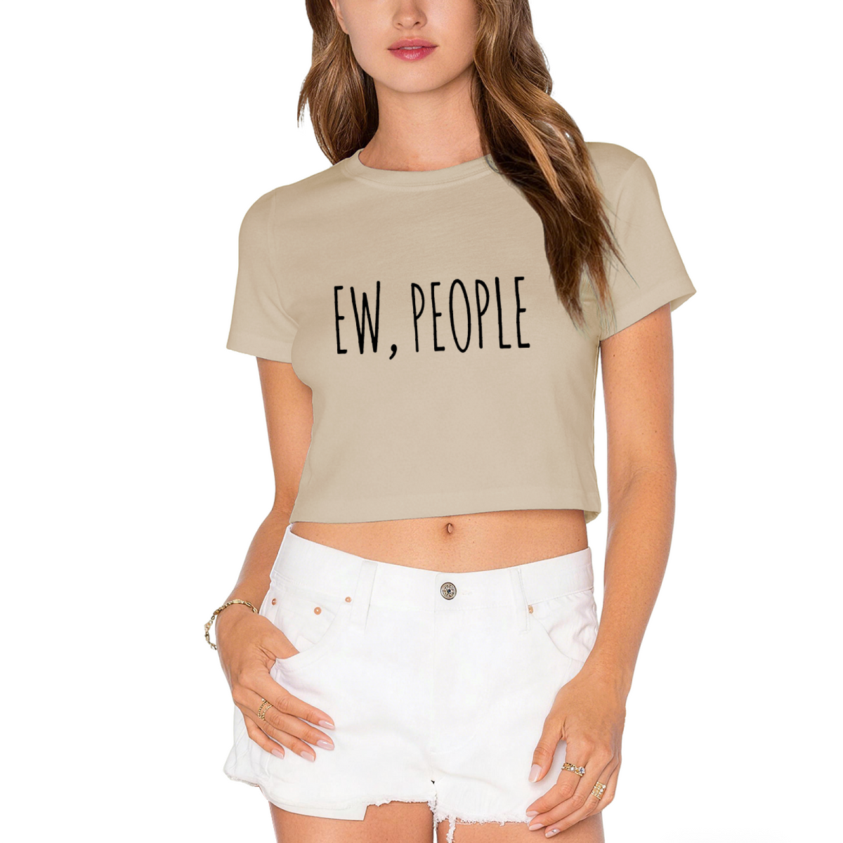 Sarcastic Ew, People Minimal Aesthetic Grey Crop Top