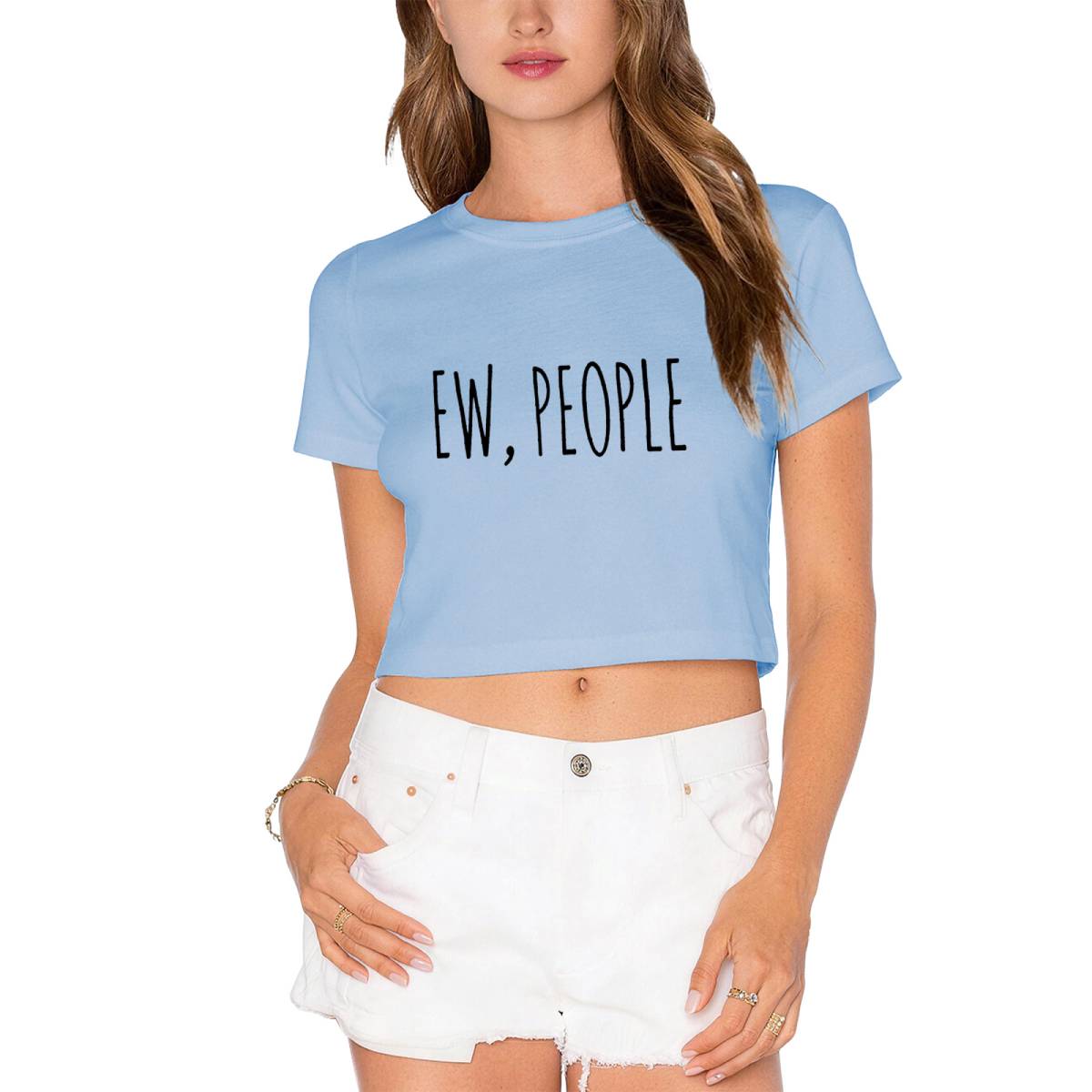 Sarcastic Ew, People Minimal Aesthetic Grey Crop Top