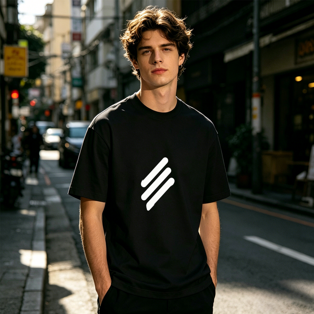 Men's Three Slash Minimal Simple Line Streetwear Basic T-Shirt