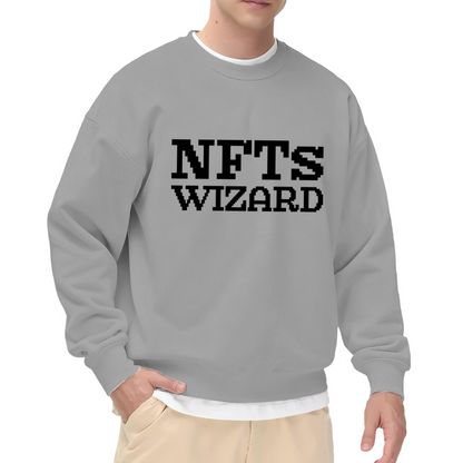 NFTs Wizard Sweatshirt | Retro Pixel Art Graphic Crewneck, Crypto NFT Pullover Top, Digital Art Gift for Collectors Geeks