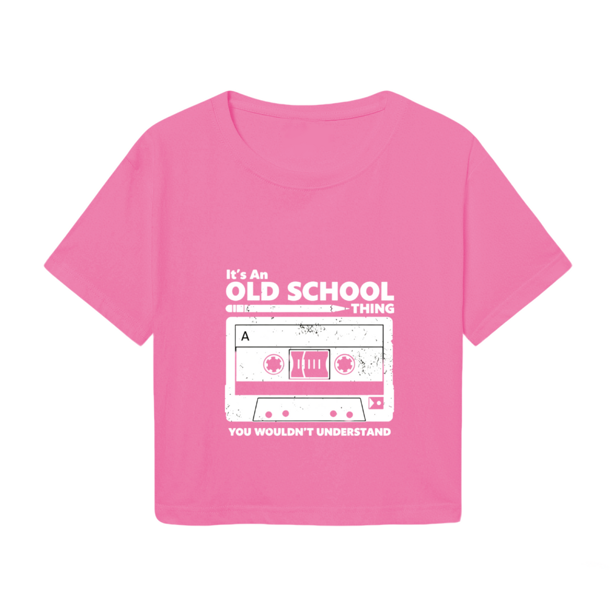 Retro Cassette It¡¯s An Old School Thing Pink Crop Top ¨C 90s Nostalgia Music Tee