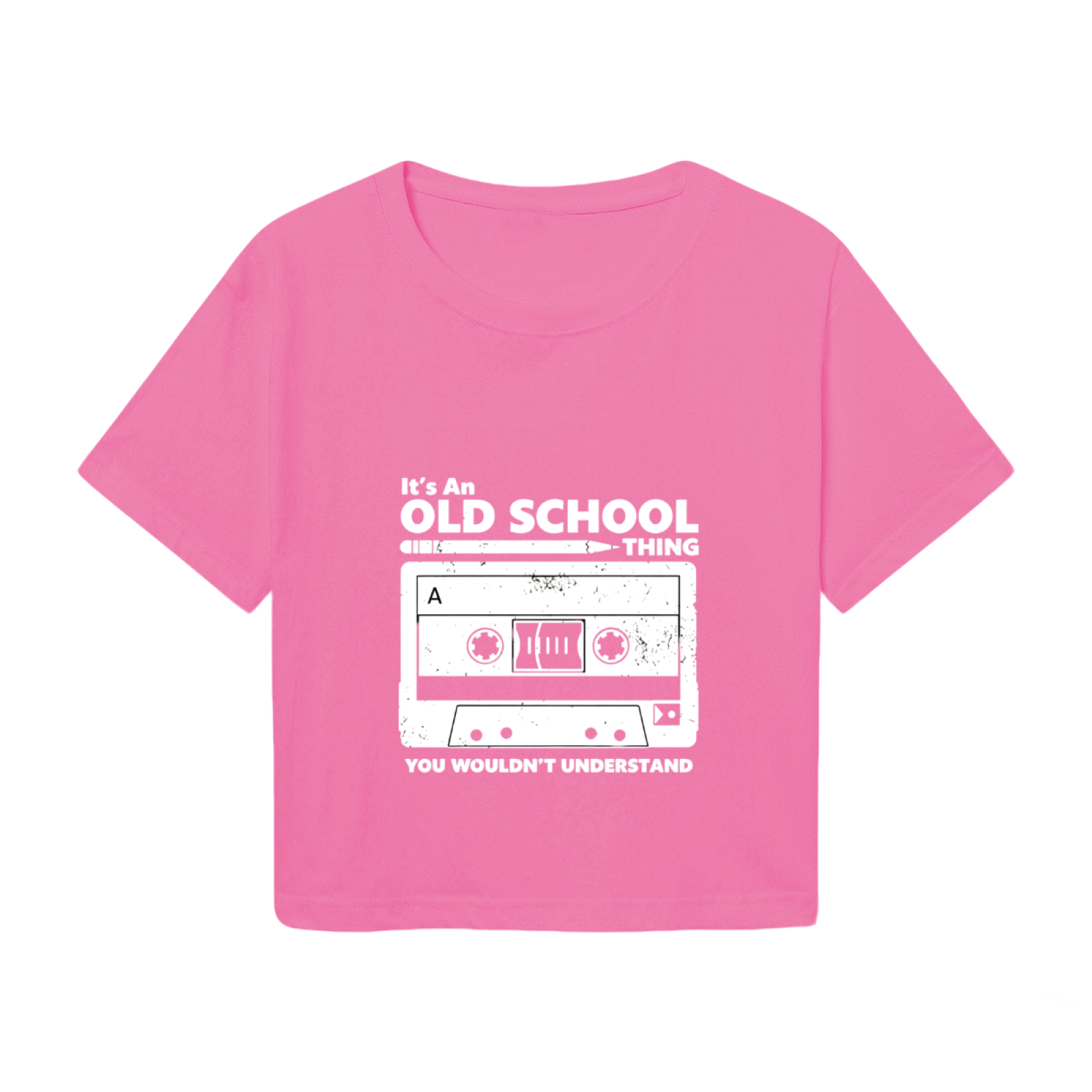 Retro Cassette It¡¯s An Old School Thing Pink Crop Top ¨C 90s Nostalgia Music Tee