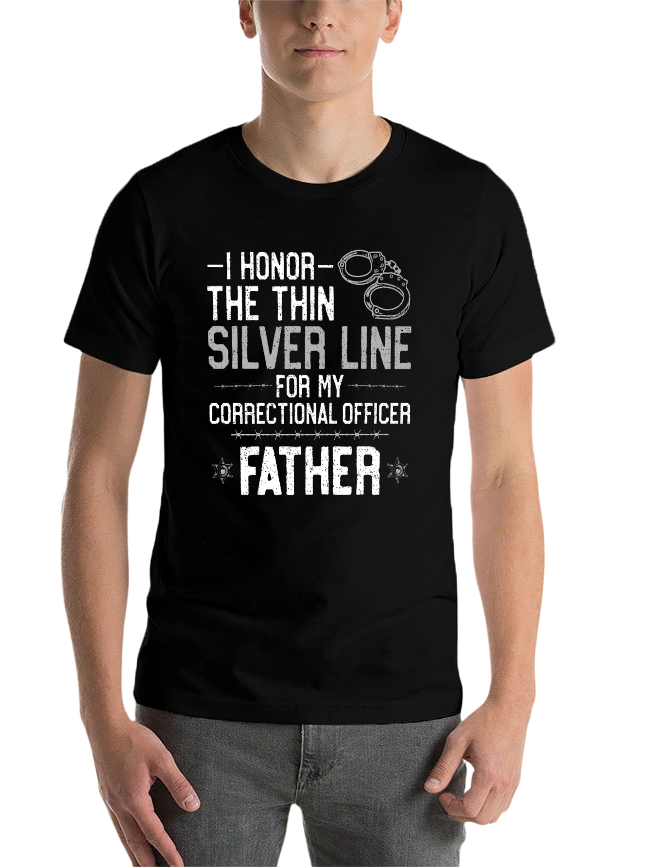 I Honor The Thin Silver Line Correctional Officer Father T-Shirt