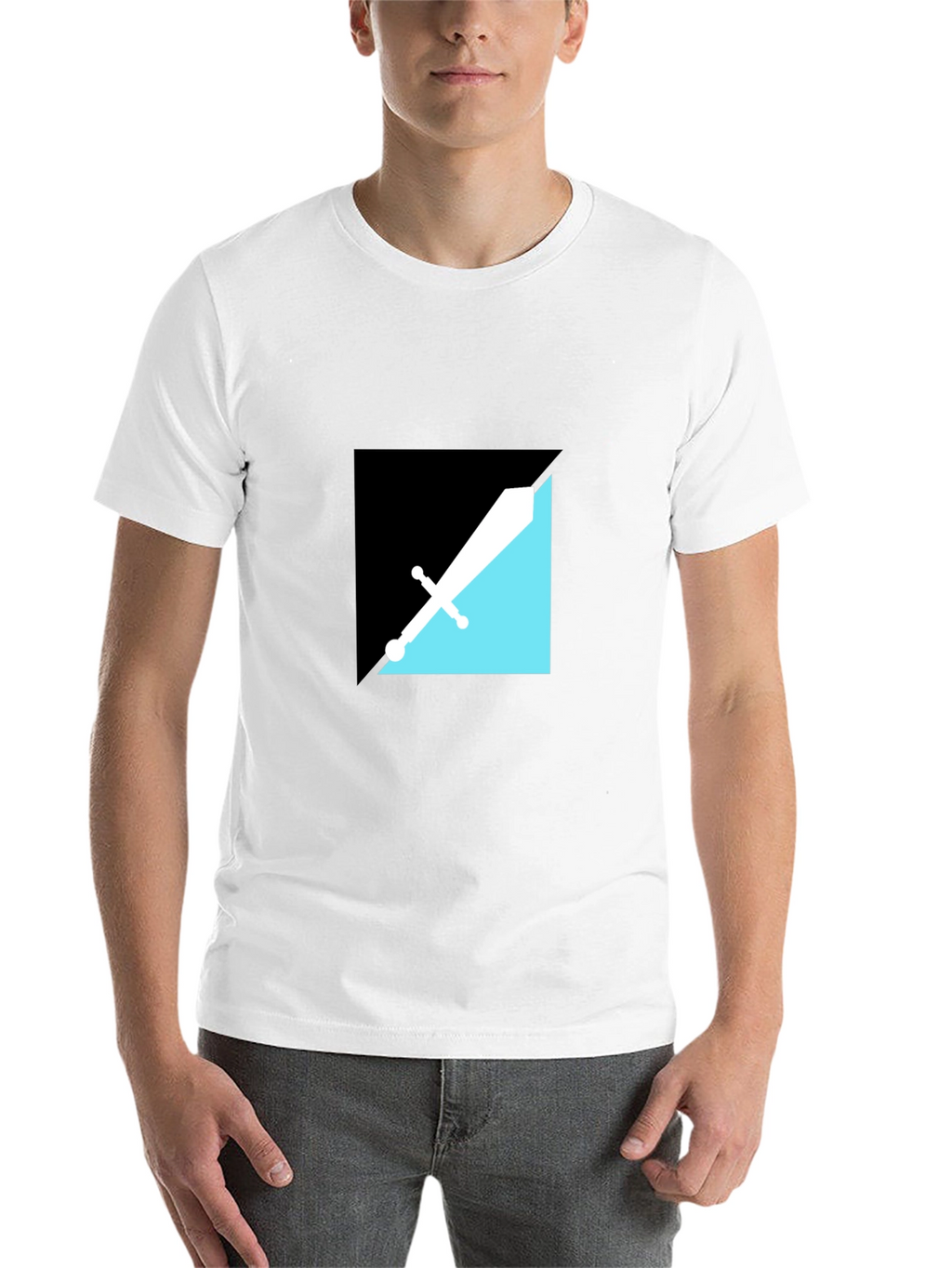 Modern Geometric Sword Graphic Tee - Black