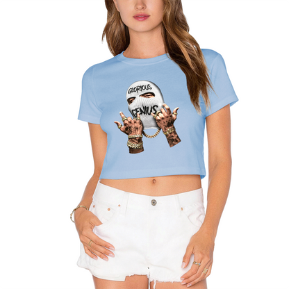 Glorious Genius Balaclava Streetwear Grey Crop Top