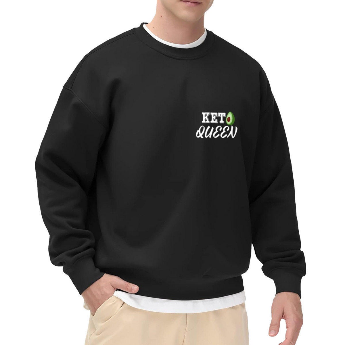 Keto Queen Avocado Crewneck Sweatshirt | Funny Diet Lettering Pullover, Cute Avocado Graphic Top, Healthy Lifestyle Gift for Her