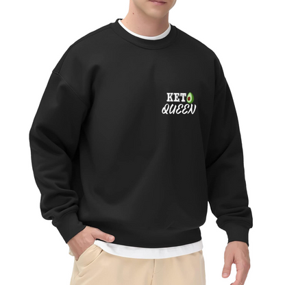 Keto Queen Avocado Crewneck Sweatshirt | Funny Diet Lettering Pullover, Cute Avocado Graphic Top, Healthy Lifestyle Gift for Her