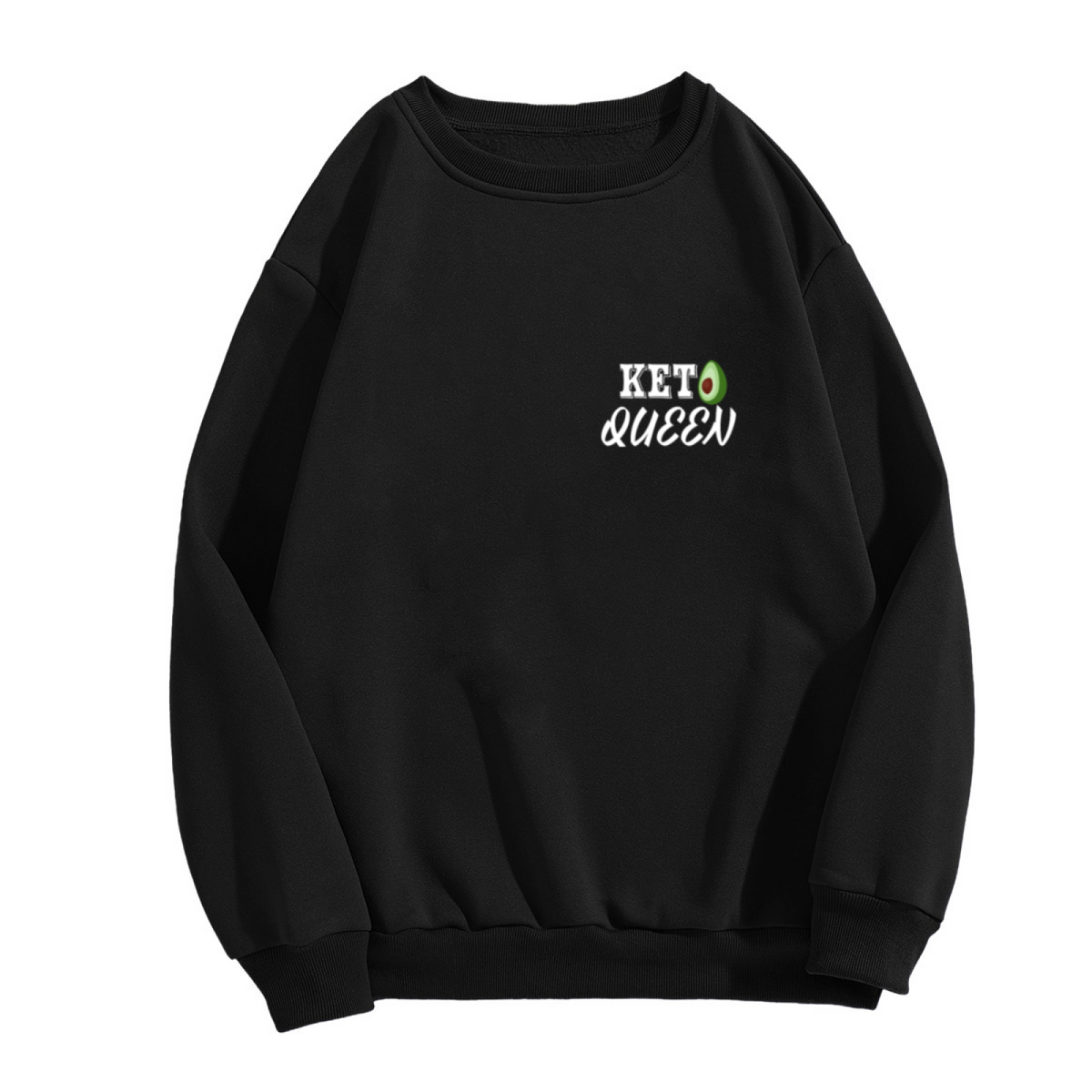 Keto Queen Avocado Crewneck Sweatshirt | Funny Diet Lettering Pullover, Cute Avocado Graphic Top, Healthy Lifestyle Gift for Her