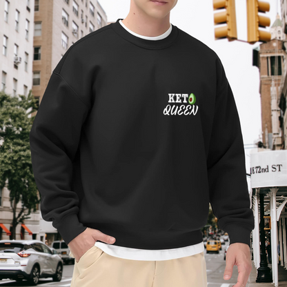 Keto Queen Avocado Crewneck Sweatshirt | Funny Diet Lettering Pullover, Cute Avocado Graphic Top, Healthy Lifestyle Gift for Her