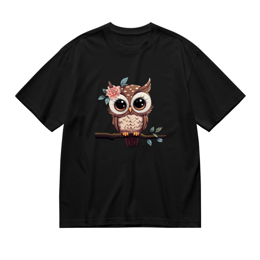 Boho Neutral Tone Vertical Split Hearts Simple Black Tee