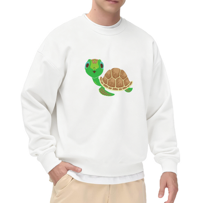 Adorable Cartoon Turtle Crewneck Sweatshirt for Turtle Lovers Animal Graphic