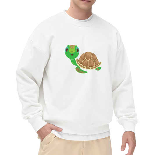Adorable Cartoon Turtle Crewneck Sweatshirt for Turtle Lovers Animal Graphic
