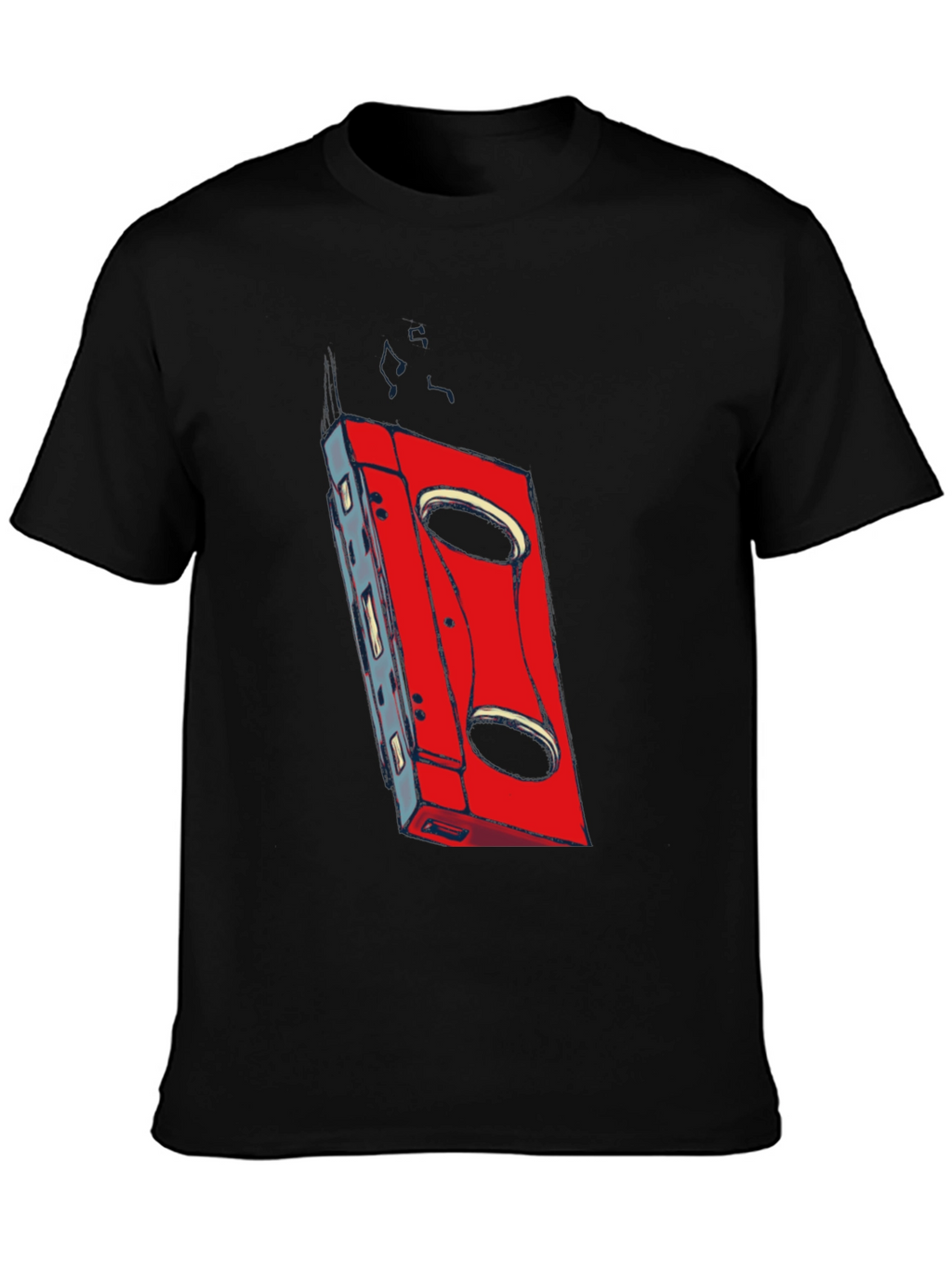 Retro Cassette Graphic T-Shirt - Black