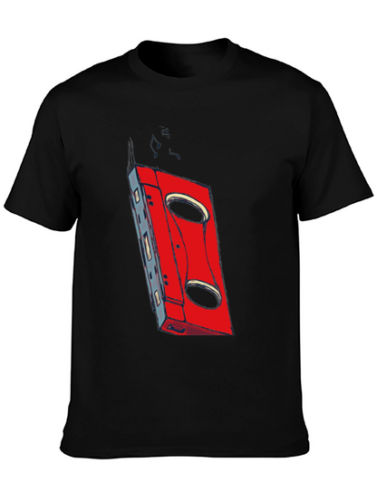 Retro Cassette Graphic T-Shirt - Black