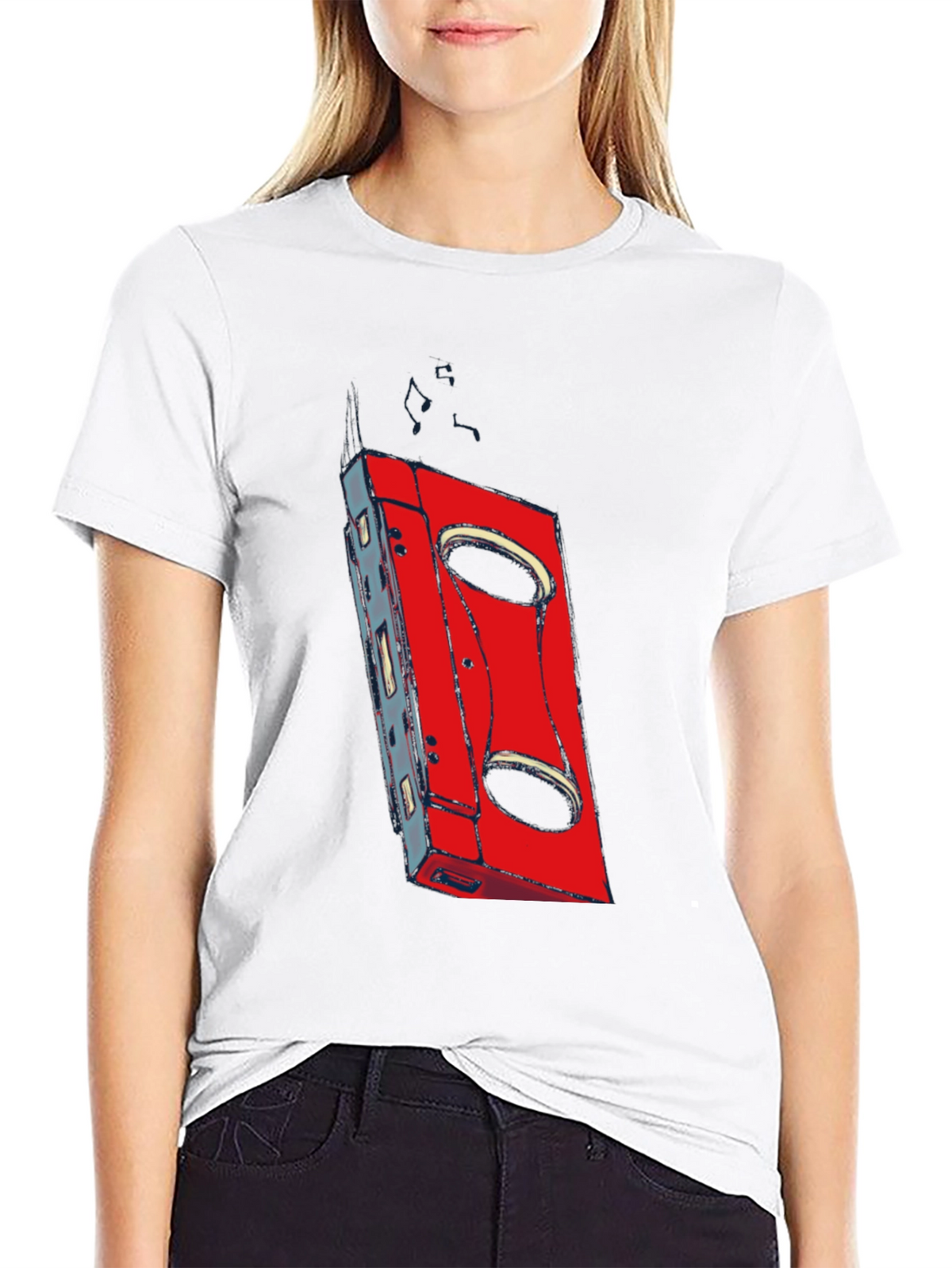 Retro Cassette Graphic T-Shirt - Black