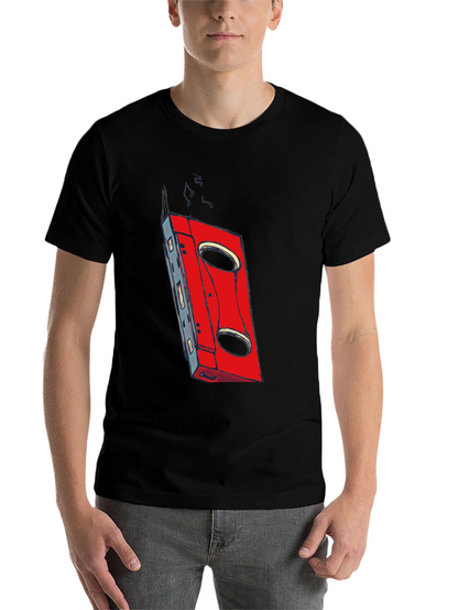 Retro Cassette Graphic T-Shirt - Black