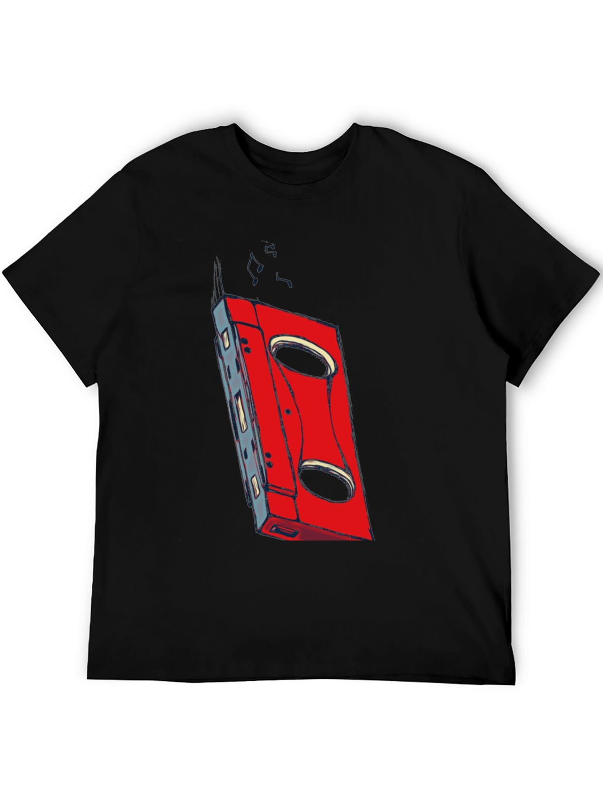 Retro Cassette Graphic T-Shirt - Black
