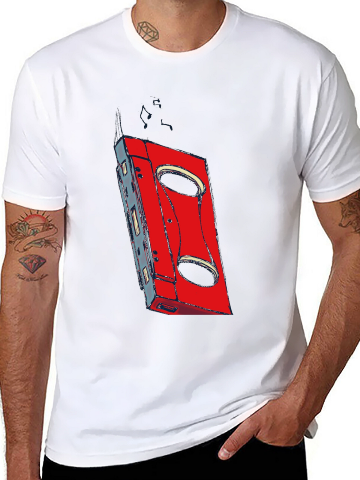 Retro Cassette Graphic T-Shirt - Black