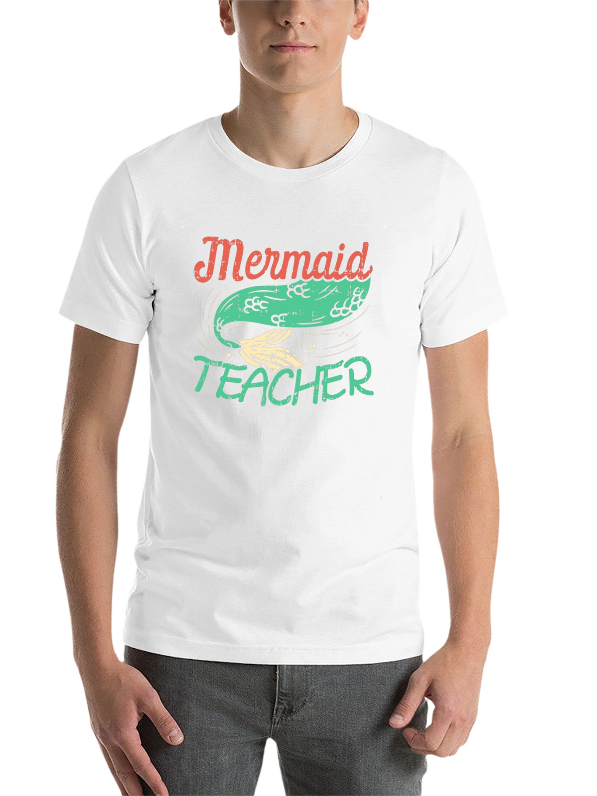Mermaid Teacher Graphic Tee - Black Cotton T-Shirt