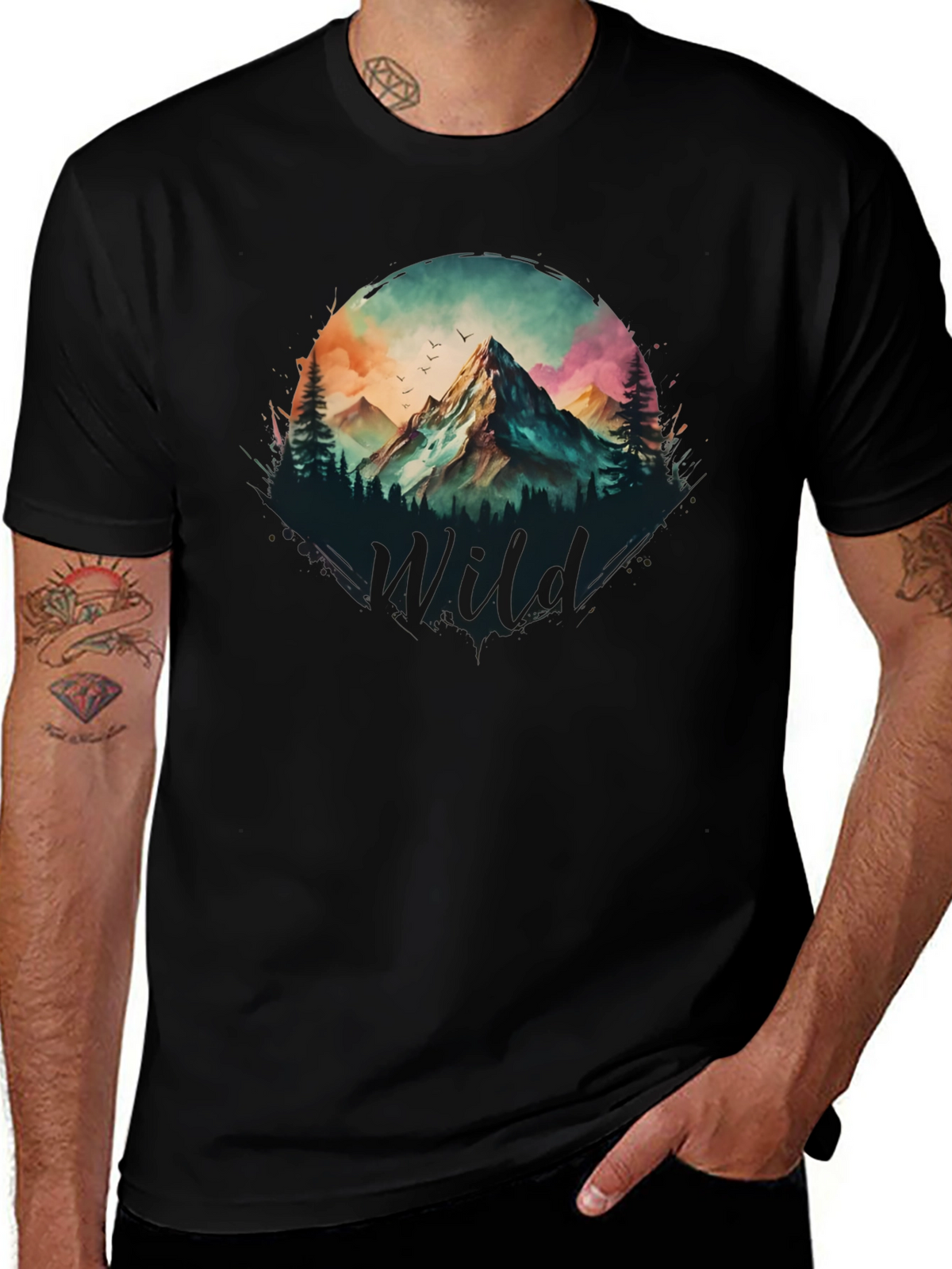 Wild Mountain Scene Graphic T-Shirt