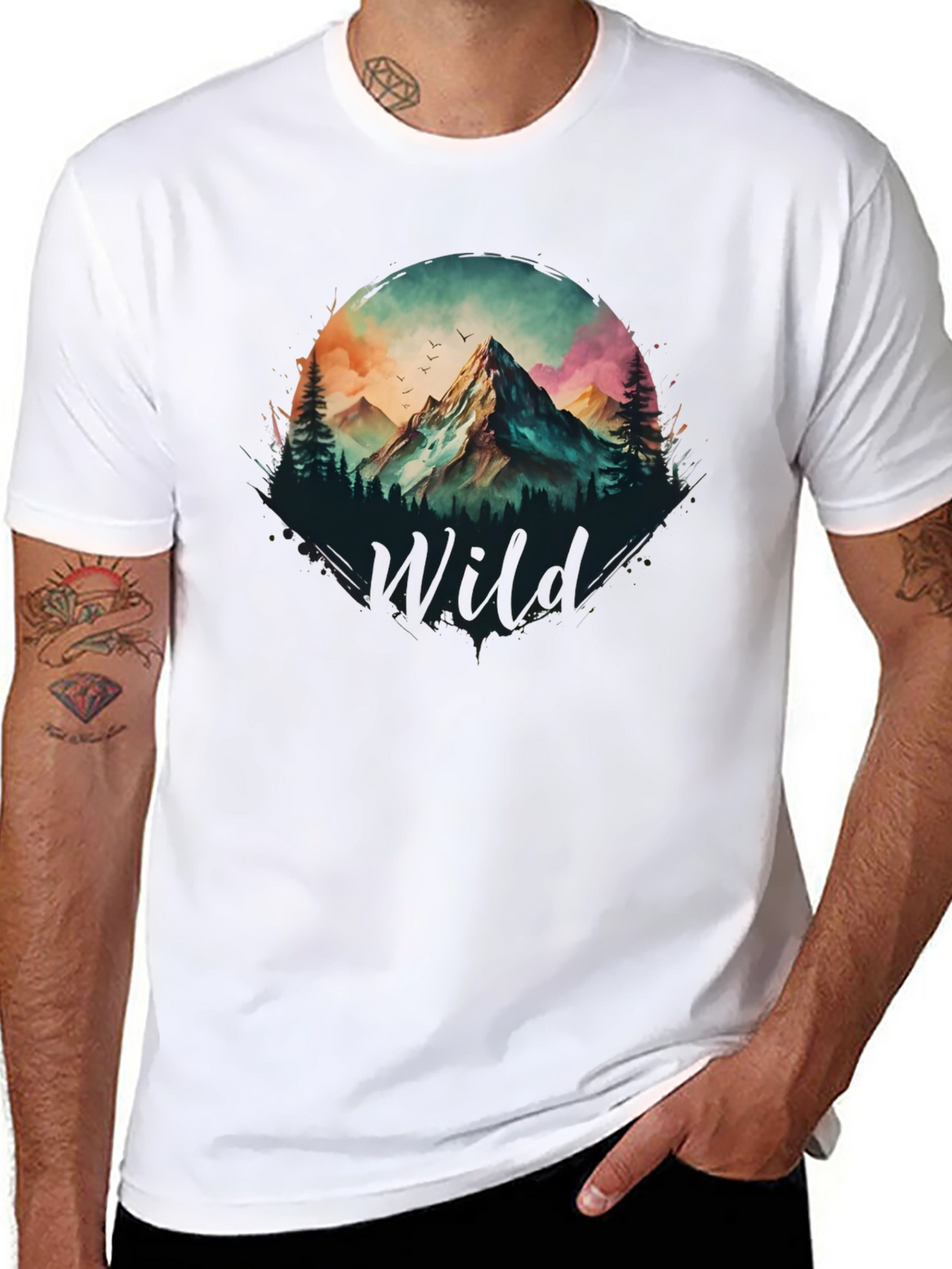 Wild Mountain Scene Graphic T-Shirt