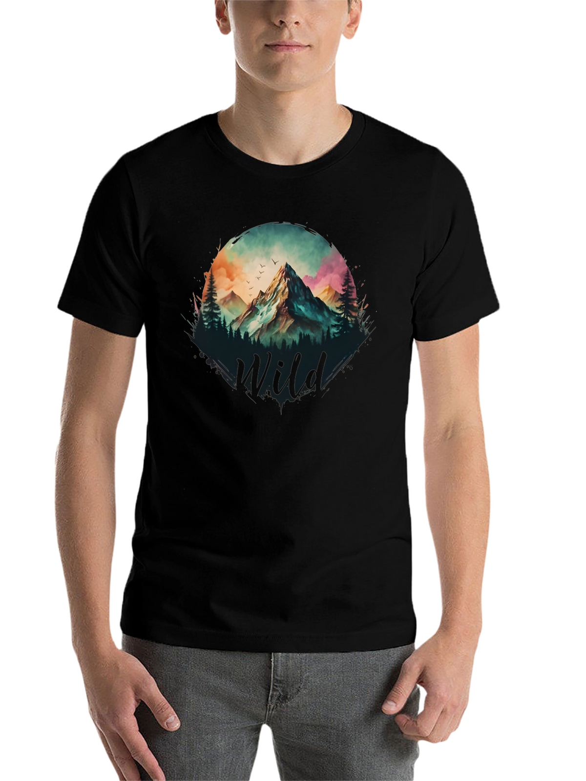 Wild Mountain Scene Graphic T-Shirt