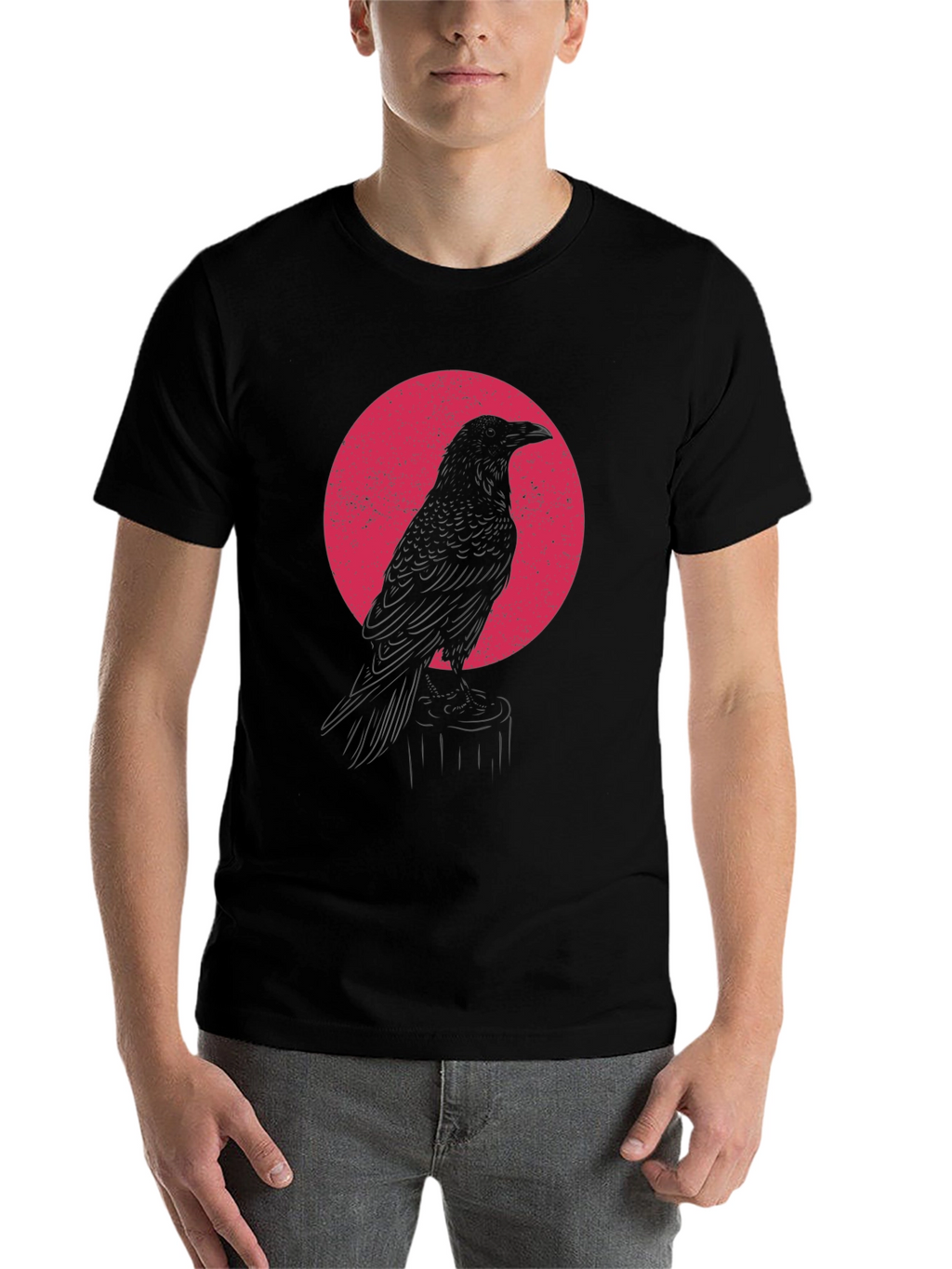 Raven Silhouette Graphic T-Shirt - Black