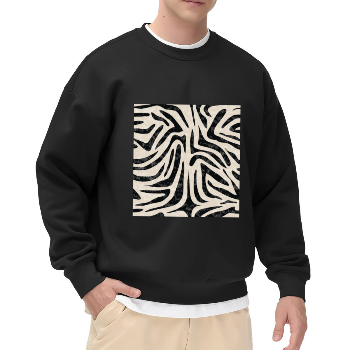 Abstract Line Art Maze Sweatshirt | Minimalist Geometric Pattern Graphic Crewneck, Modern Art Pullover Top, Design Lover Gift for Men Women