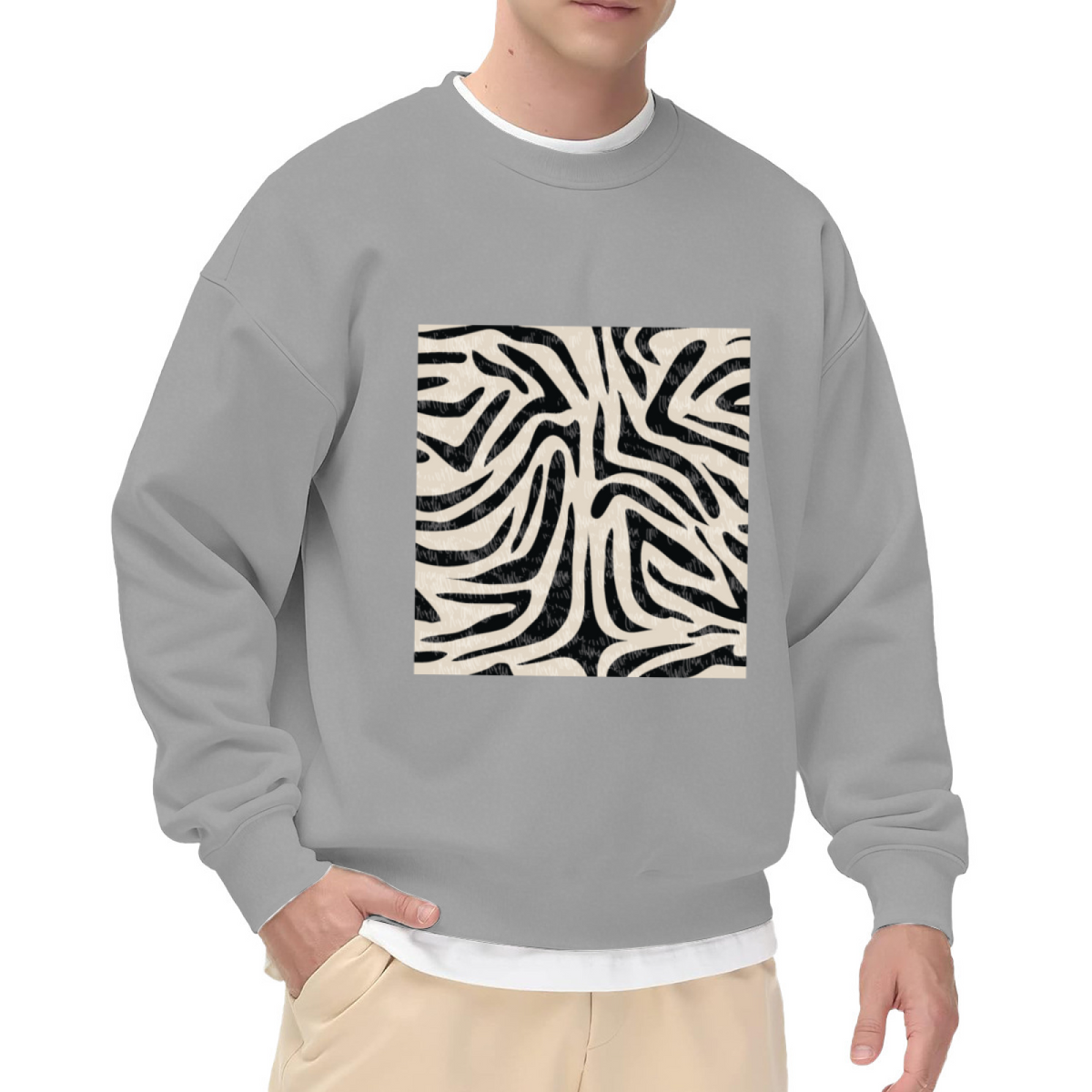 Abstract Line Art Maze Sweatshirt | Minimalist Geometric Pattern Graphic Crewneck, Modern Art Pullover Top, Design Lover Gift for Men Women