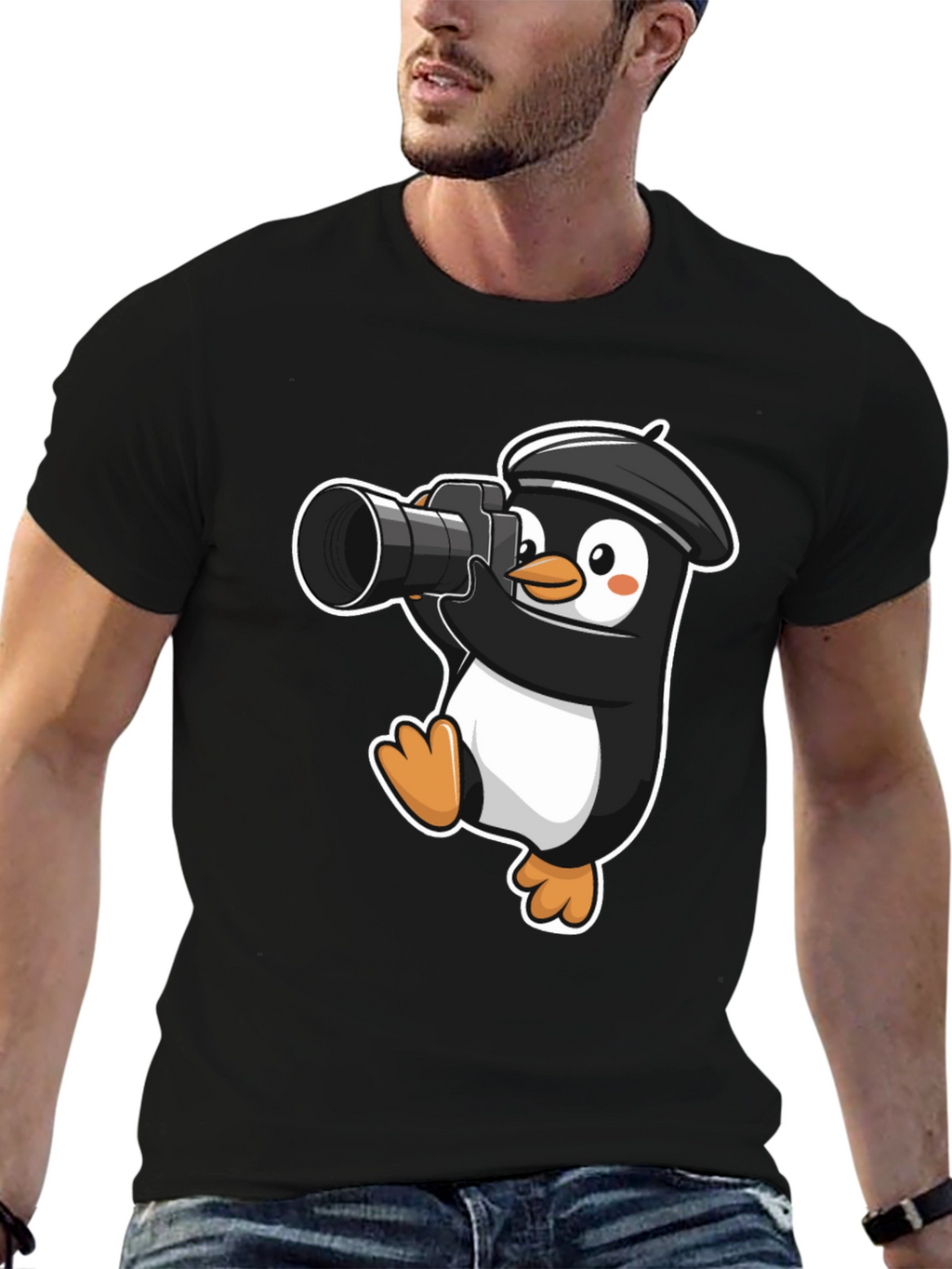 Penguin Photographer T-Shirt - Cute Cartoon Tee