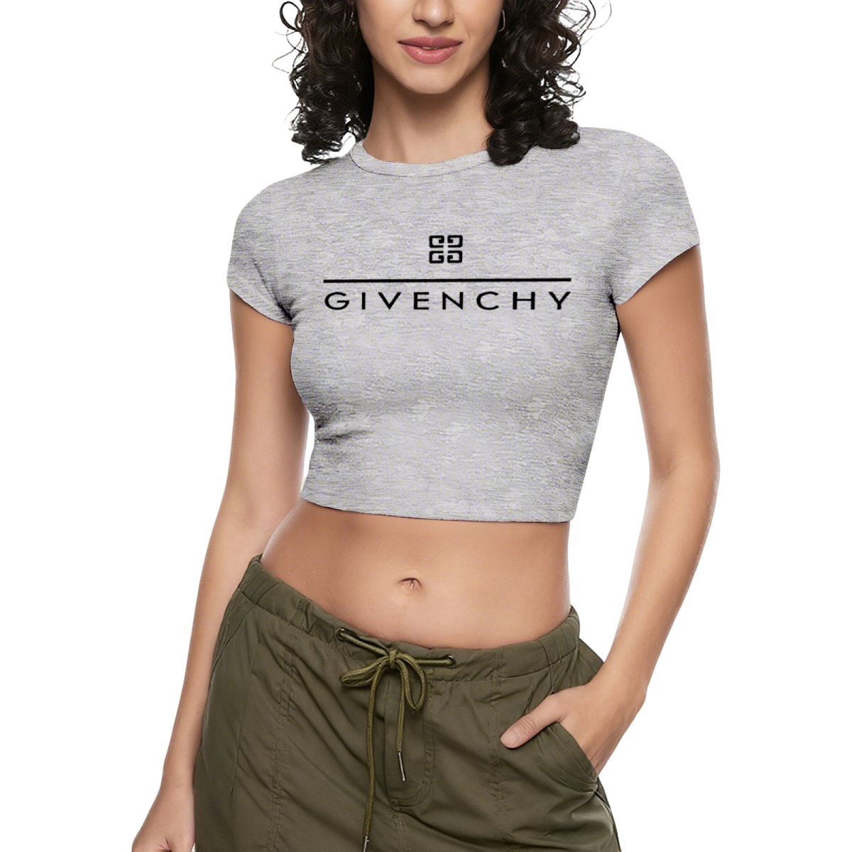 Givenchy Classic Logo Heather Grey Crop Tee ¨C Luxury Minimalist Women¡¯s Top