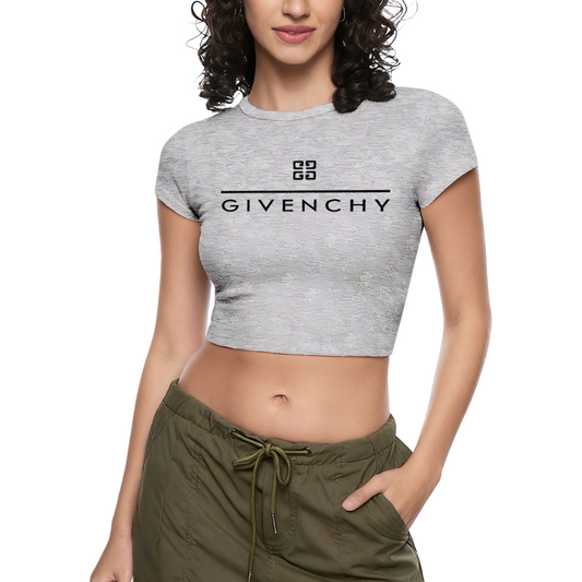 Givenchy Classic Logo Heather Grey Crop Tee ¨C Luxury Minimalist Women¡¯s Top