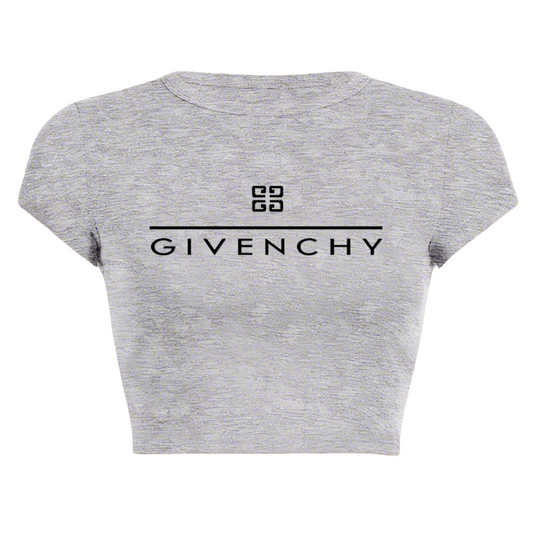 Givenchy Classic Logo Heather Grey Crop Tee ¨C Luxury Minimalist Women¡¯s Top