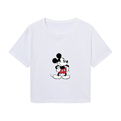 Vintage Classic Mickey Mouse White Cropped Tee