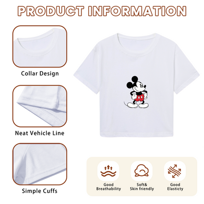 Vintage Classic Mickey Mouse White Cropped Tee