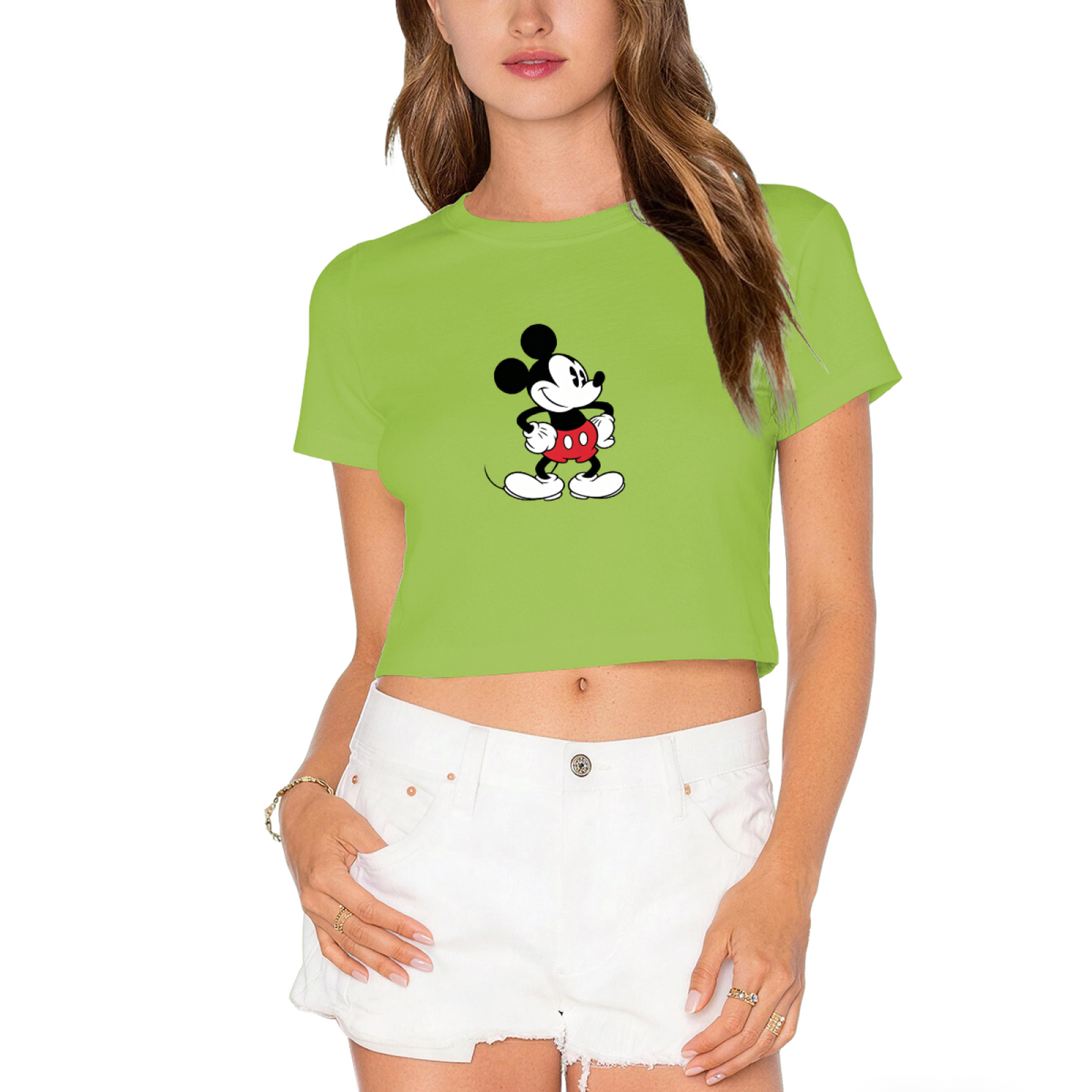 Vintage Classic Mickey Mouse White Cropped Tee