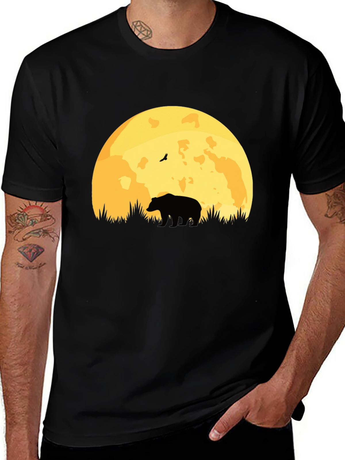 Bear Moon Silhouette T-Shirt - Nature Lovers Tee
