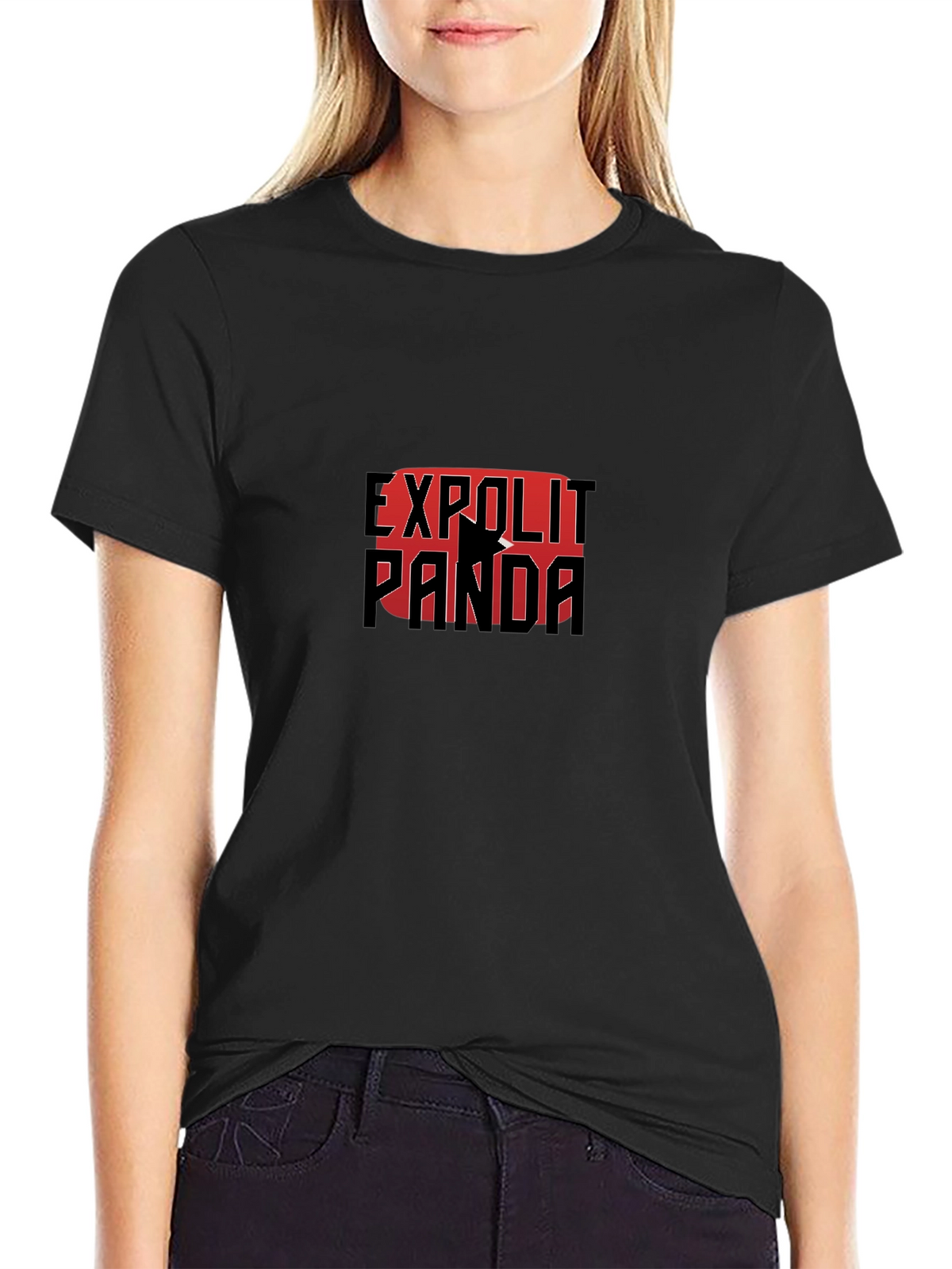 Exploit Panda Black T-Shirt Graphic Print