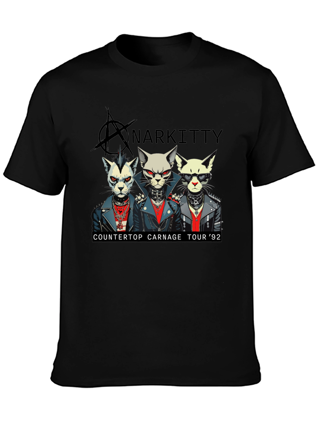Anarkitty Countertop Carnage 92 Black T-Shirt