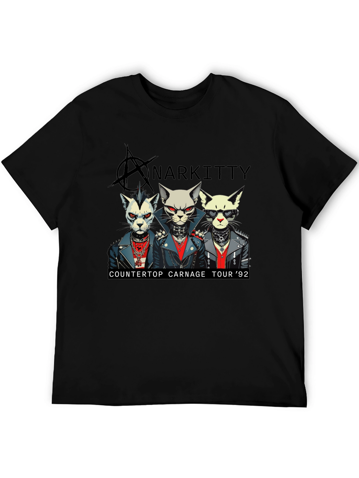 Anarkitty Countertop Carnage 92 Black T-Shirt
