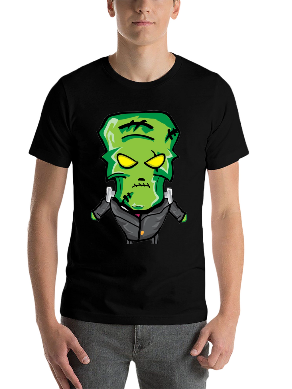 Frankenstein Cartoon Graphic Tee - Black