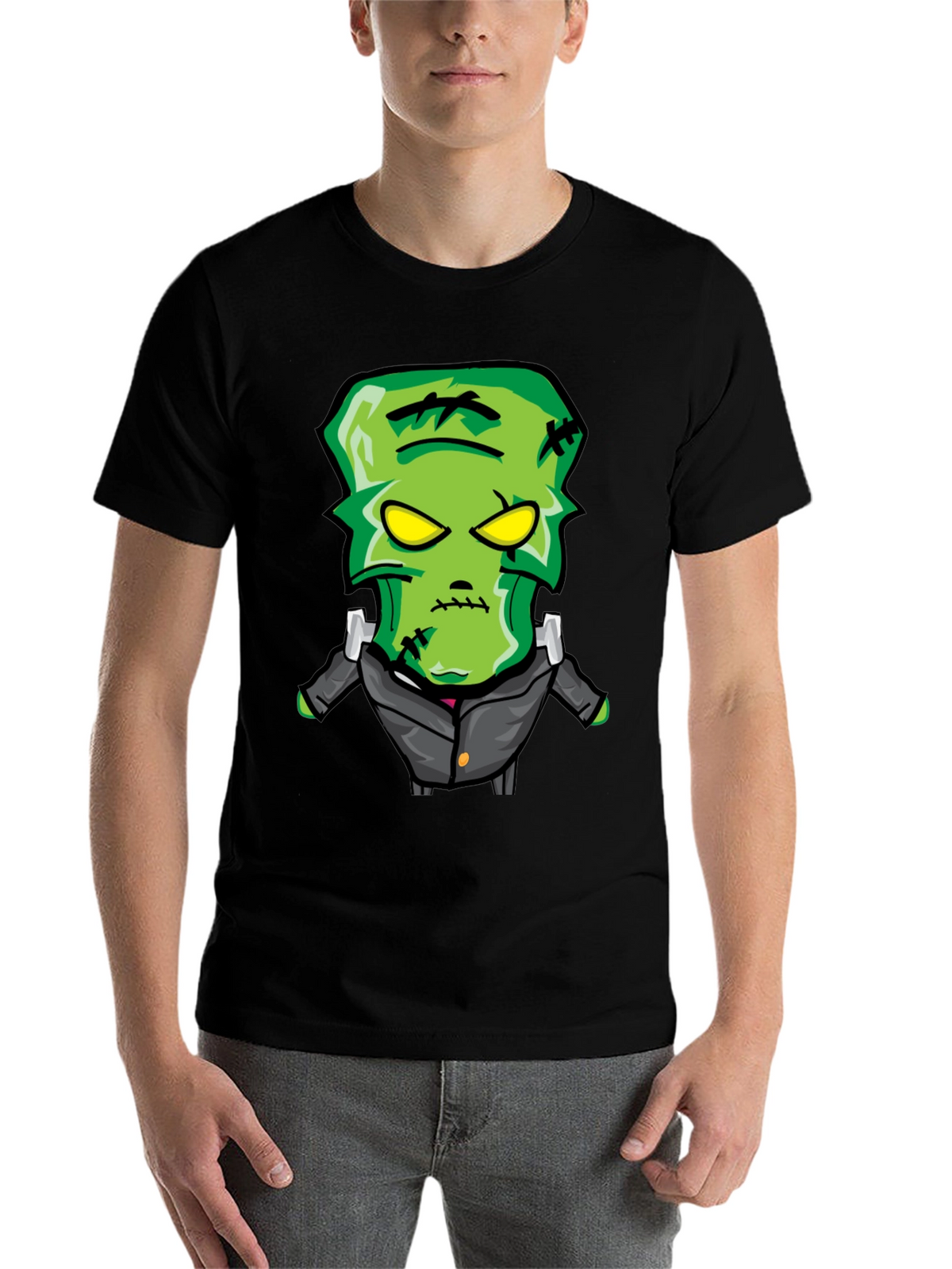 Frankenstein Cartoon Graphic Tee - Black