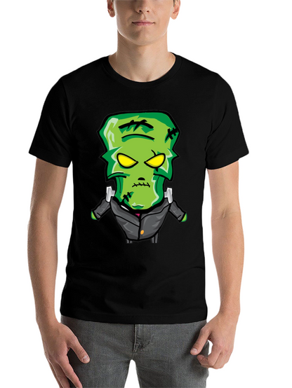 Frankenstein Cartoon Graphic Tee - Black